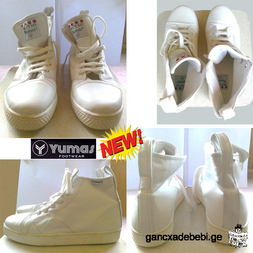 Spanish high quality leather sneakers of "Yumas Footwear" company white colour new New