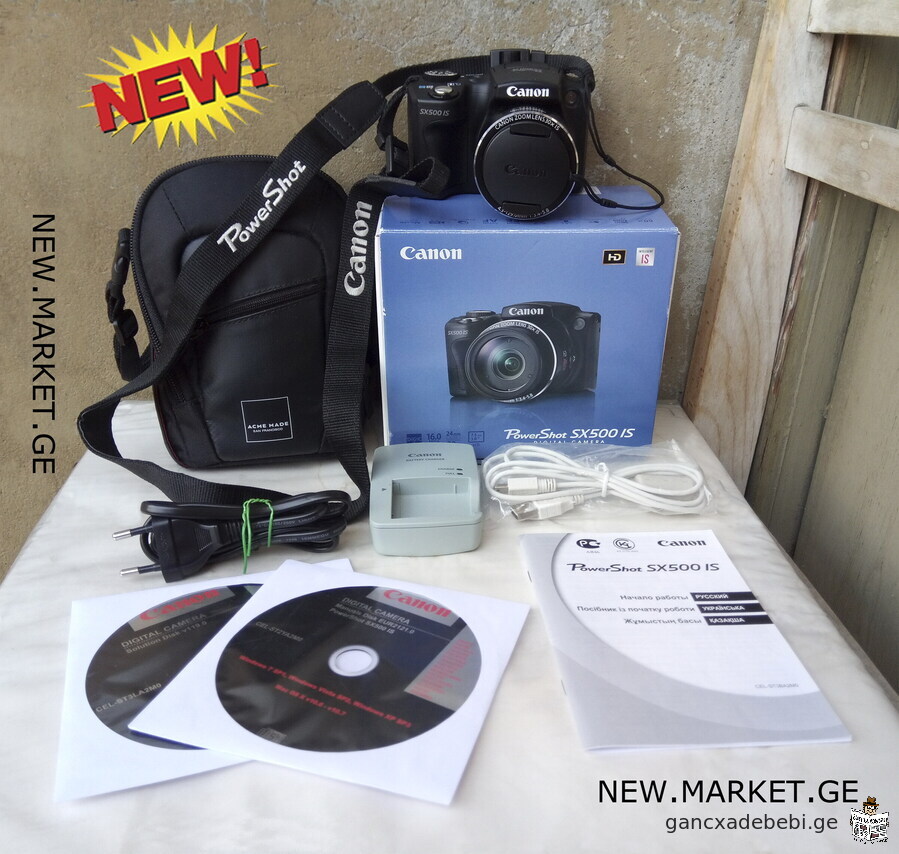 original compact photo camera Canon PowerShot SX500 IS Digital Camera 30x optical zoom Made in Japan