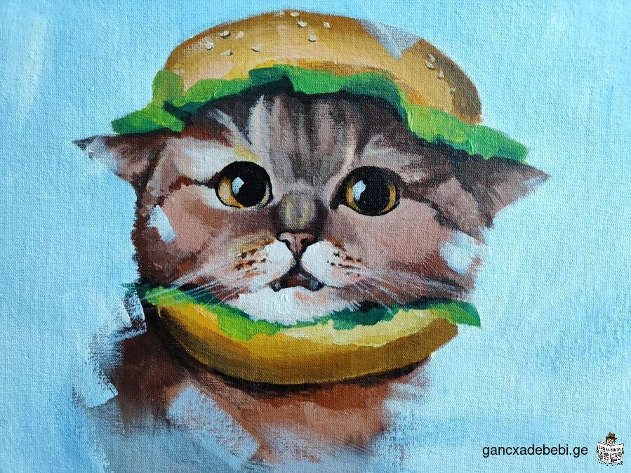 Acrylic painting “Catsburger “