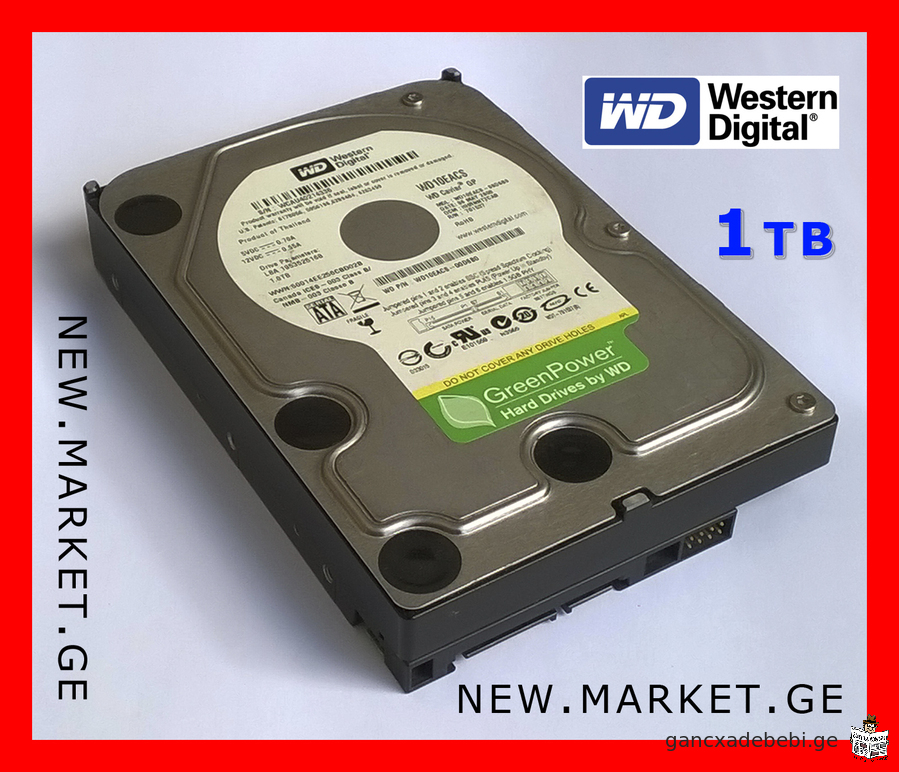 ვინჩესტერი მყარი დისკი HDD SATA 1000 GB 1 TB Western Digital Caviar GreenPower desktop