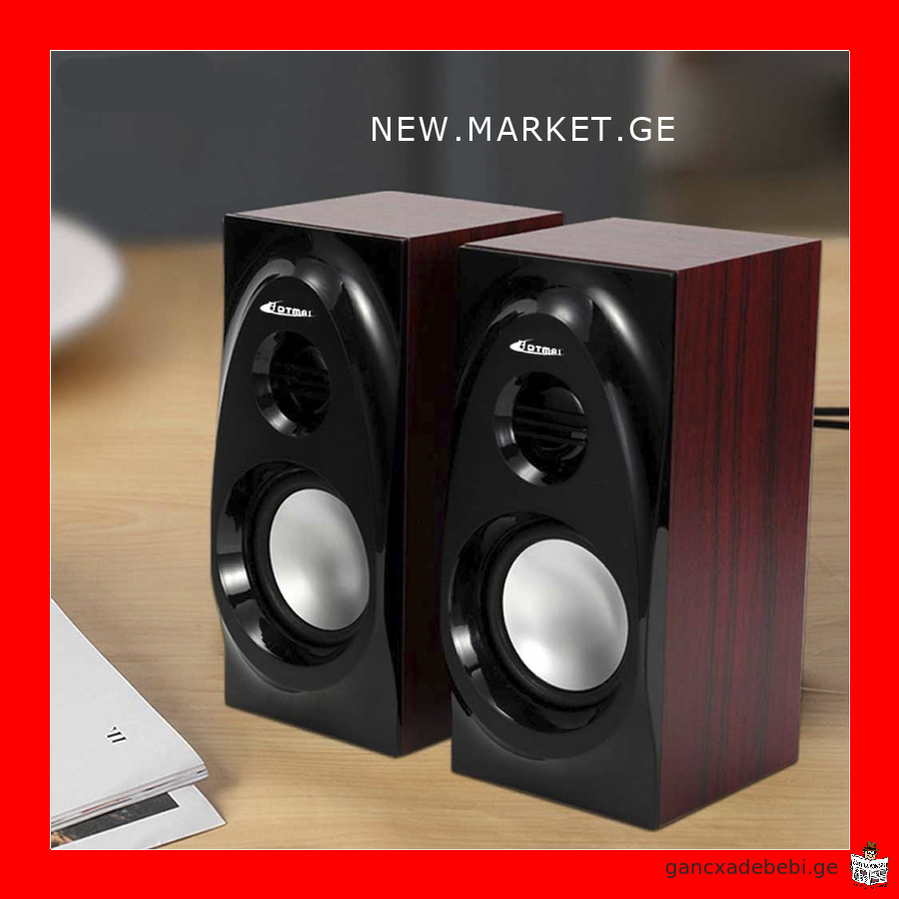 оригинальные компактные динамики мультимедиа колонки ПК Hotmai Multimedia System PC wooden speakers