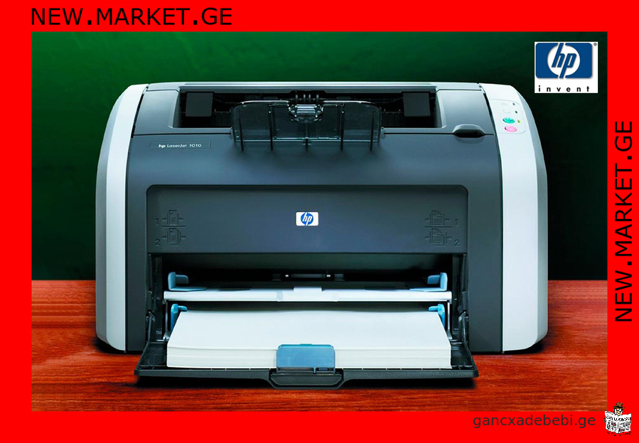 პრინტერი HP LaserJet 1010 Hewlett Packard ორიგინალი კარტრიჯი HP 12A HP Q2612A კაბელი დენის USB