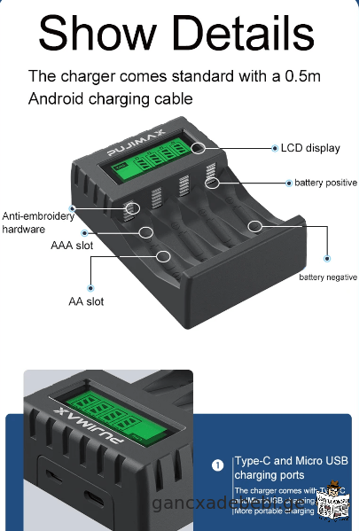 AA/AAA mravaljeradi batareis damteni LCD ekraniT