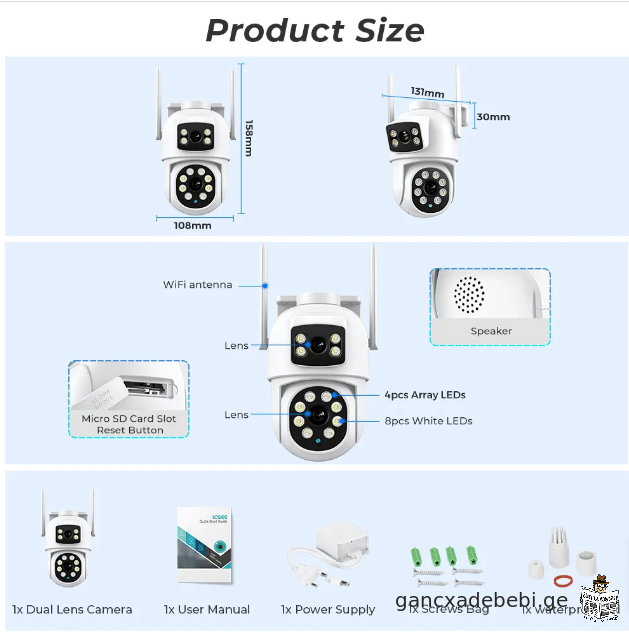 BESDER 4K 4MP Wifi kamera PTZ gare ormagi ekraniT