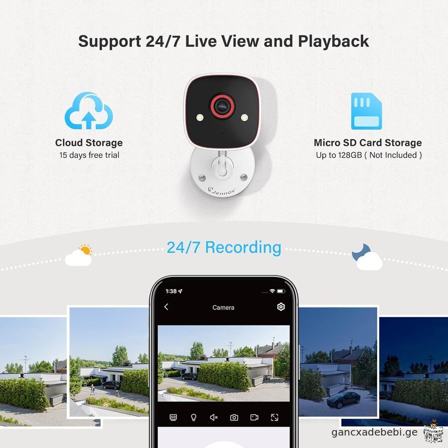 Jennov 5Ghz/2.4Ghz gare kamera IP66 wyalgaumtari -2K feradi Ramis xedviT ormxrivi audio