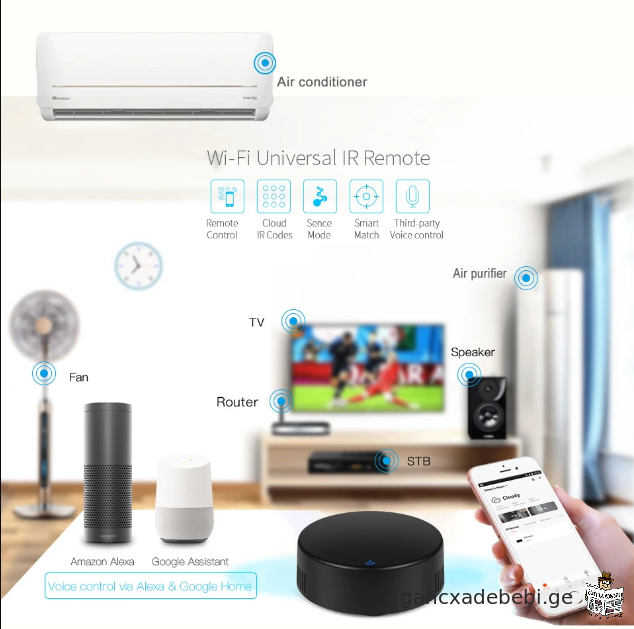 Smart Wifi IR universaluri distanciuri marTvis pulti Tuya-iT da Smart Life