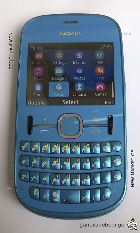 original მობილური ტელეფონი ნოკია Nokia Asha 200 Dual SIM mobile phone ორსიმბარათიანი ორი 2 სიმბარათი