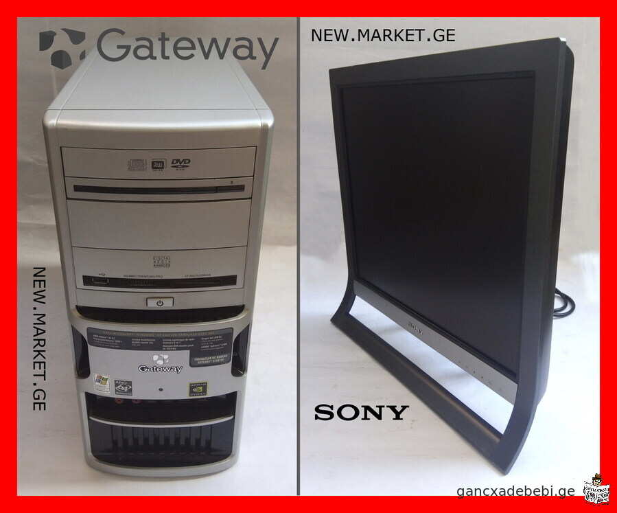 Desktop PC Gateway personal computer TFT LCD Monitor SONY Speakers Web Camera Keyboard Mouse printer