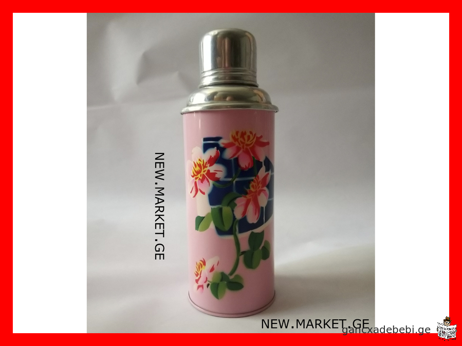 vintage original rare high quality compact thermos Roses Made in USSR Soviet Union SU Made in China