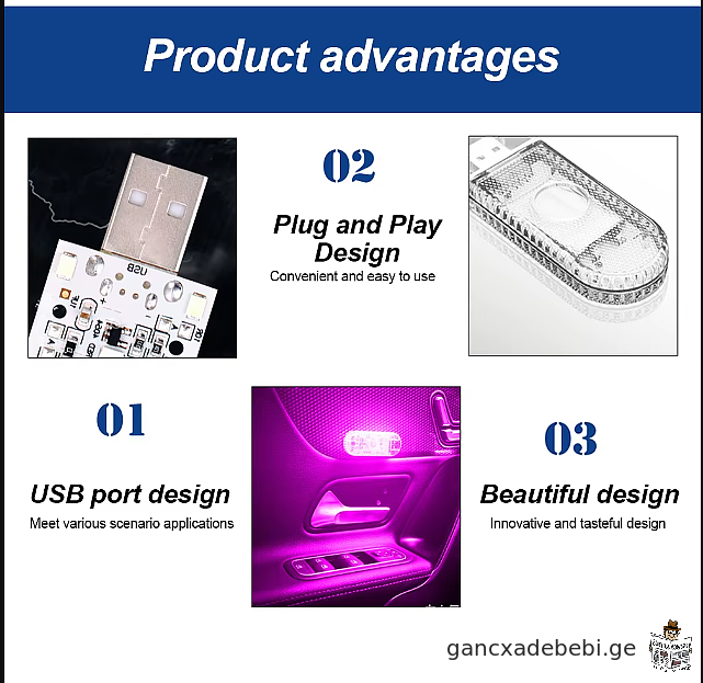 LED manqanis mini sensoruli naTura USB damteni portatuli avtomaturi