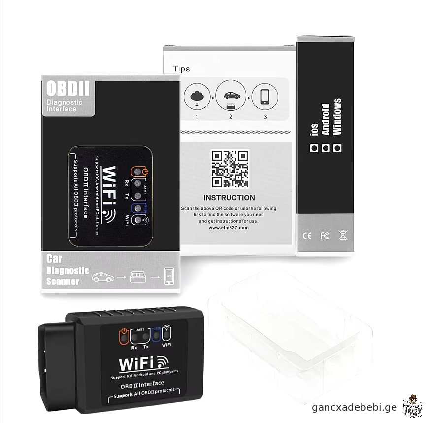 OBD2 WIFI ELM327 V 1.5 skaneri kodebis wamkiTxvelis diagnostikuri instrumenti