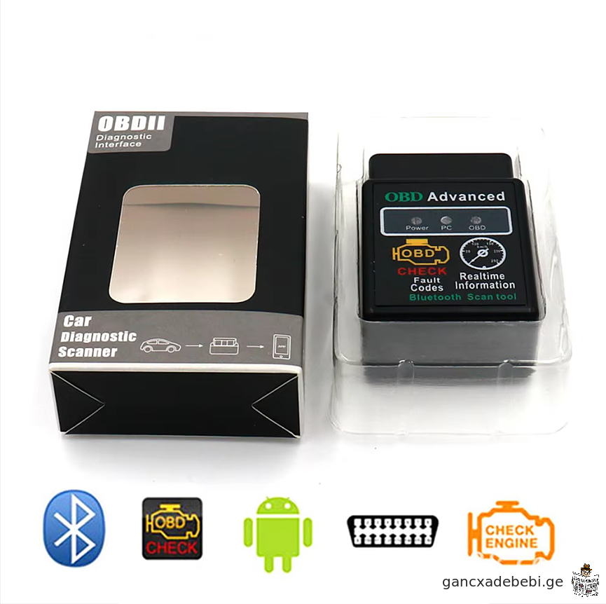 manqanis gaumarTaobis deteqtori V1.5 Bluetooth Bluetooth OBD II ELM327