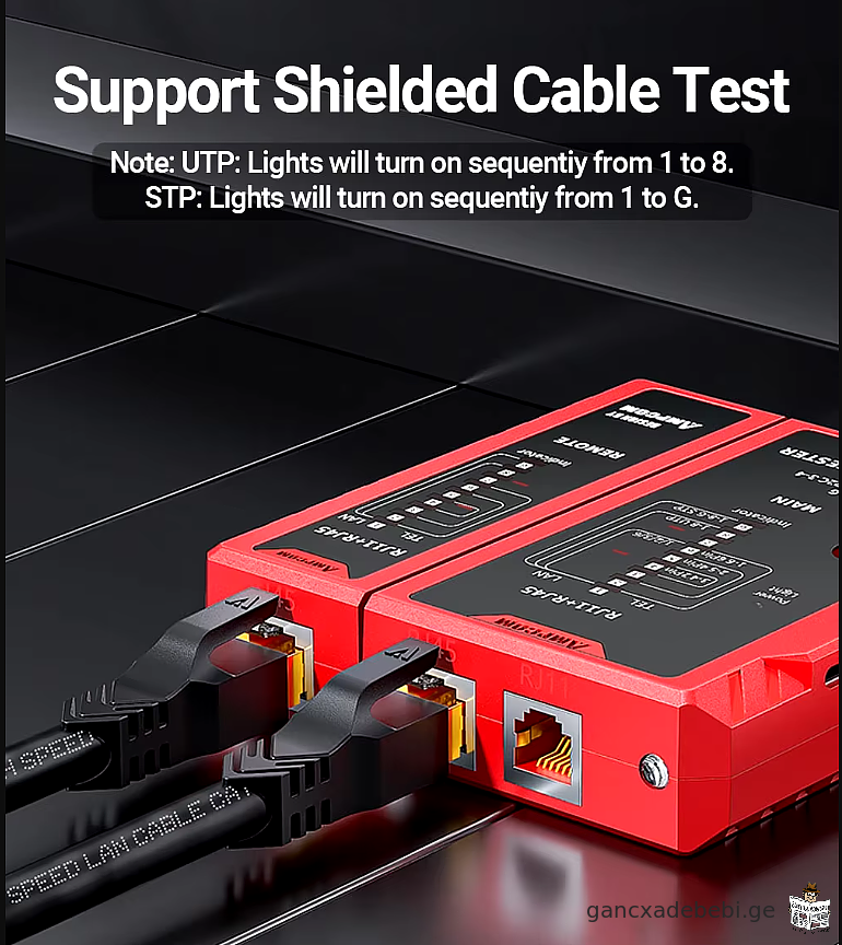 AMPCOM ქსელის კაბელის ტესტერი, RJ45 Networking Lan 8P8C POE Anti Burn RJ11 სატელეფონო ხაზის ტესტერი