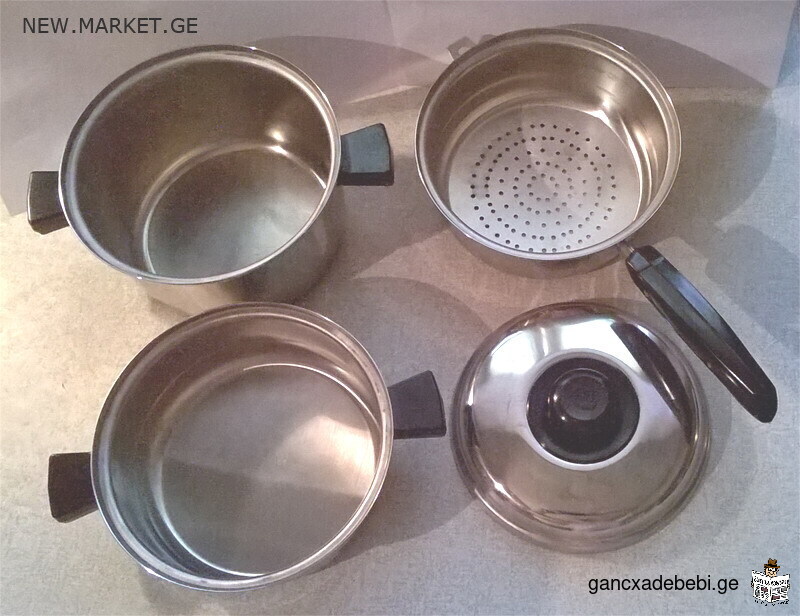 New kitchen pan set of pots from stainless steel high quality Made in USSR Soviet Union / SU