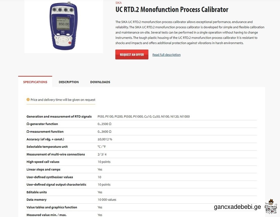 Sika UC RTD Pocket Resistance Thermometer (RTD) Calibrator Type UC RTD.2