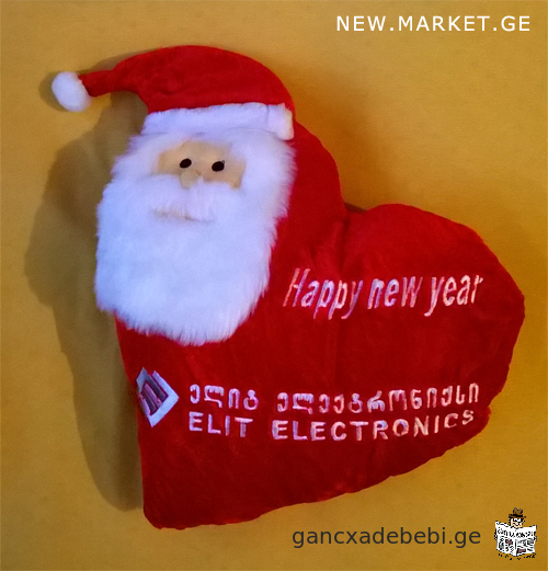 ახალი დეკორატიული რბილი სათამაშო ბალიში სანტა კლაუს თოვლის ბაბუა დედ მოროზ ფერი წითელი გული New Year