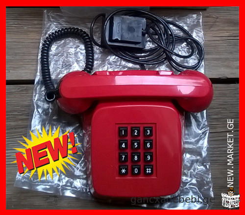 ახალი ქალაქის ქსელის ხაზის ღილაკიანი ტელეფონი წითელი ფერის წარმოებულია ბულგარეთში ბულგარეთი Bulgaria