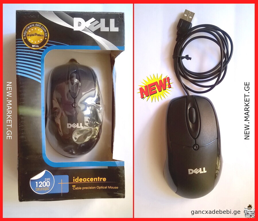 კომპიუტერის ოპტიკური მაუსი თაგვი უესბი ორიგინალი DELL original computer optical mouse USB ახალი