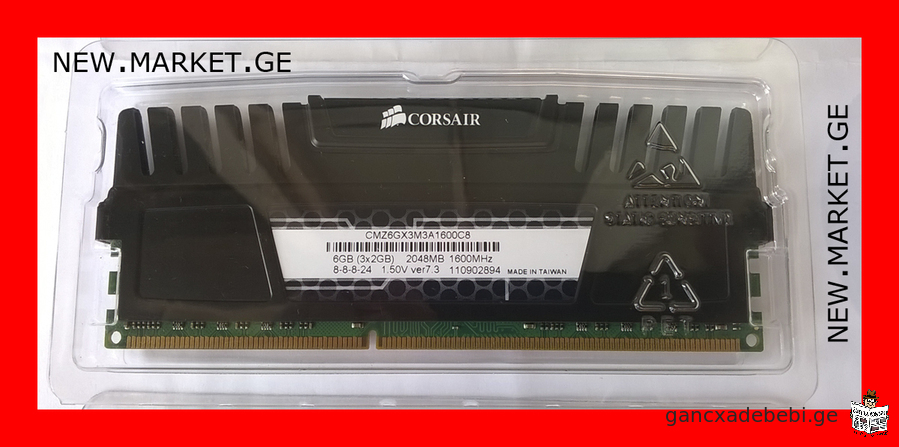 ოპერატიული მეხსიერება პერსონალური კომპიუტერი original Corsair 6GB Kit (3x2GB) DDR3 1600MHz PC3-12800