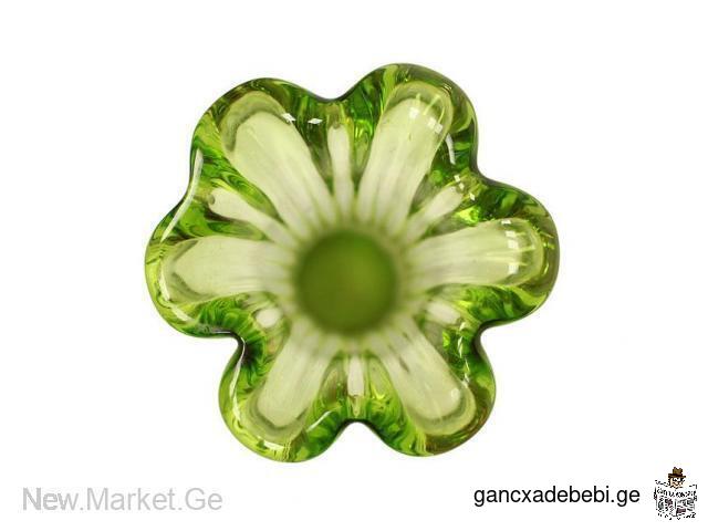 ყვავილების ვაზა მწვანე შუშის მწვანე ფანტაზია Зеленая Фантазия Livanu stikls Made in Latvia