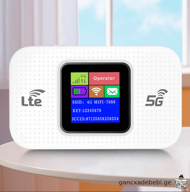 4G LTE სიმ ბარათიანი Wifi როუტერი აკუმლატორით, დატენვადი.