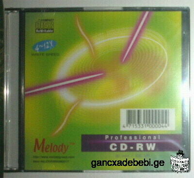 Melody Professional 4x-12x CD-RW დისკები 700MB in slim case, ახალი / უხმარი / ცარიელი