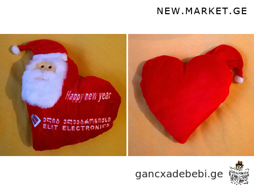 Новая декоративная мягкая игрушка подушка Санта Клаус Дед Мороз и красное сердце красного цвета